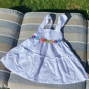 Penelope Mack White toddler dress 12M 100% Cotton Flower Detail Lightweight Cute